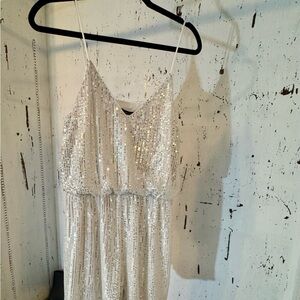Double Crazy Silver Sequin Romper